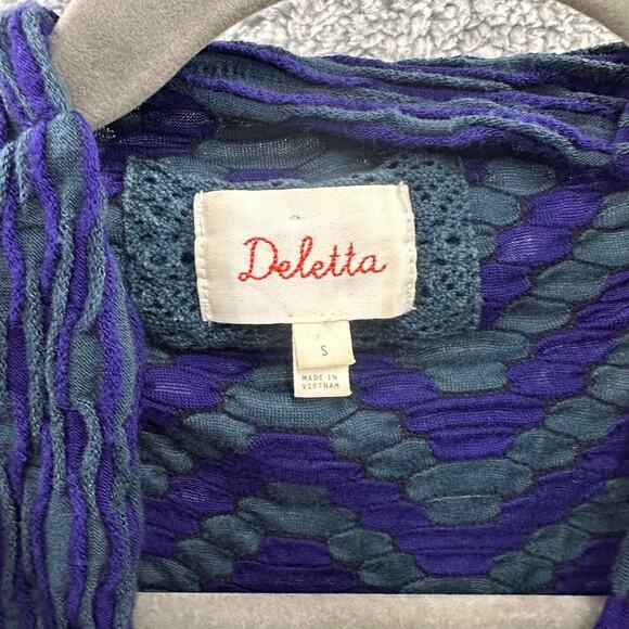 Anthropologie Deletta Small Tank Top Cowell Neck Green Blue Stretchy Casual - Picture 5 of 8